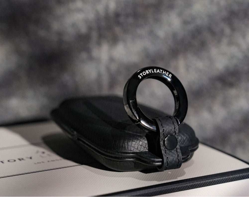 Black Leather Key Cover for Toyota Smart Key (Style O5)