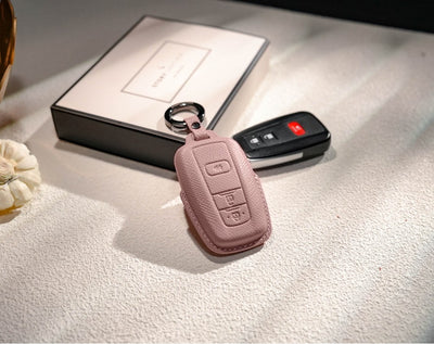 Pink Leather Key Cover for Toyota Smart Key (Style O5)