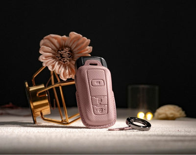 Pink Leather Key Cover for Toyota Smart Key (Style O5)