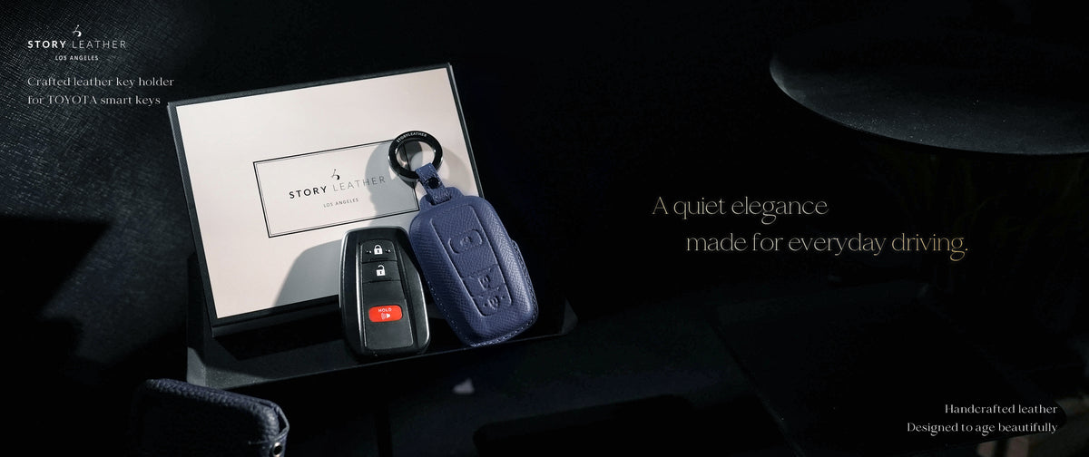 Blue Leather Key Cover for Toyota Smart Key (Style O5)