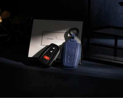 Blue Leather Key Cover for Toyota Smart Key (Style O5)