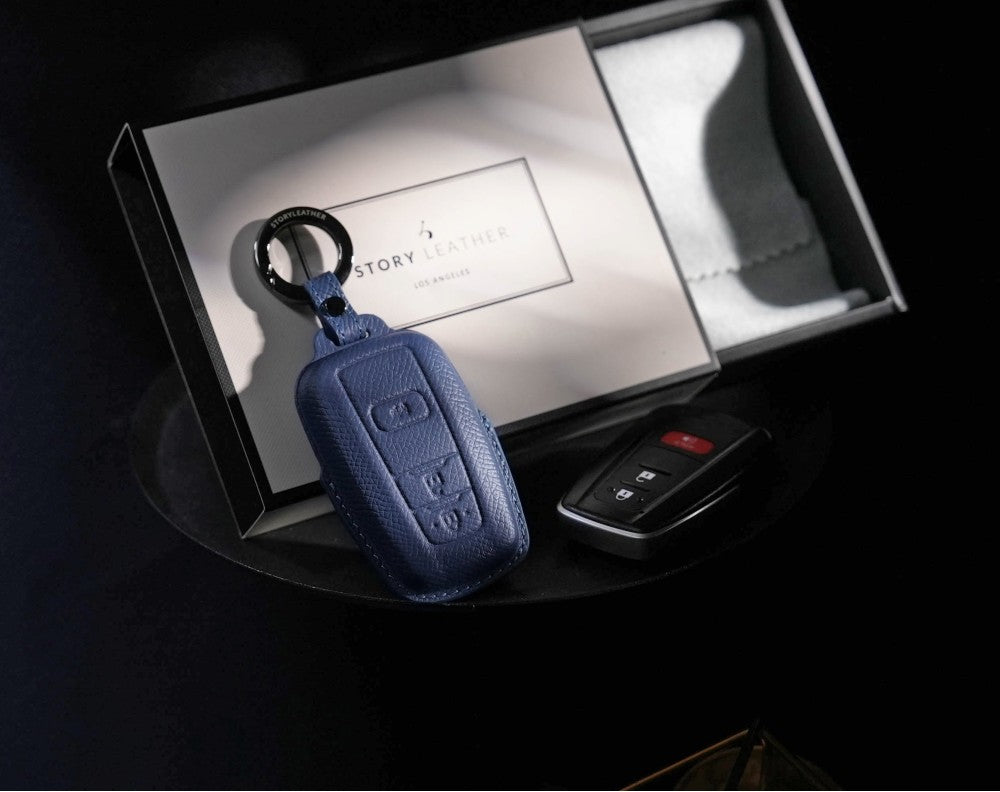 Blue Leather Key Cover for Toyota Smart Key (Style O5)