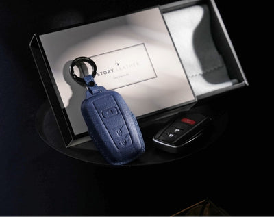Blue Leather Key Cover for Toyota Smart Key (Style O5)