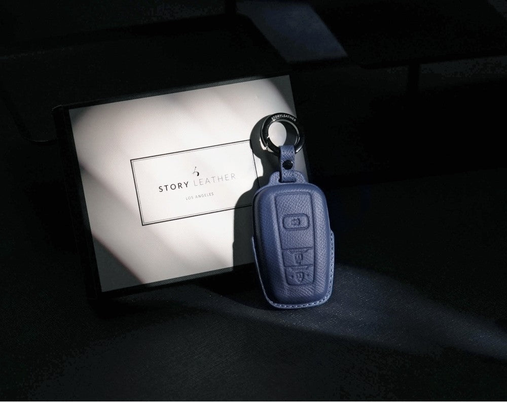 Blue Leather Key Cover for Toyota Smart Key (Style O5)