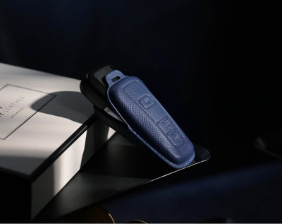 Blue Leather Key Cover for Toyota Smart Key (Style O5)