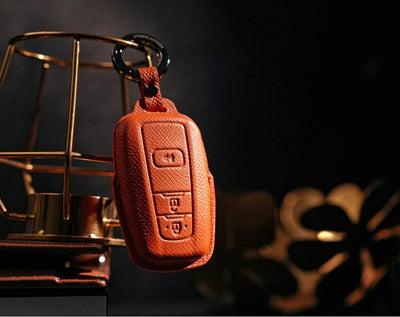 Orange Leather Key Cover for Toyota Smart Key (Style O5)