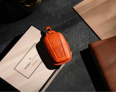 Orange Leather Key Cover for Toyota Smart Key (Style O5)