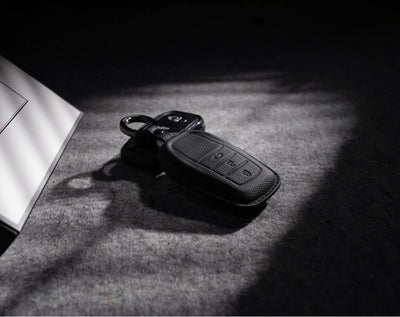 Black Leather Key Cover for Toyota Smart Key (Style R3)