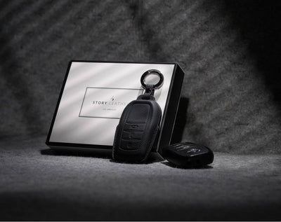 Black Leather Key Cover for Toyota Smart Key (Style R3)