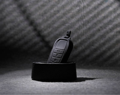 Black Leather Key Cover for Toyota Smart Key (Style R3)