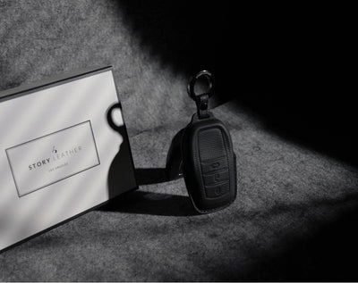 Black Leather Key Cover for Toyota Smart Key (Style R3)