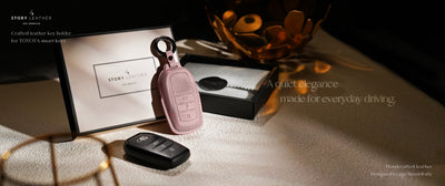 Pink Leather Key Cover for Toyota Smart Key (Style R3)
