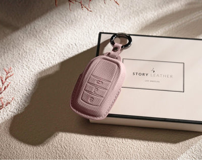 Pink Leather Key Cover for Toyota Smart Key (Style R3)