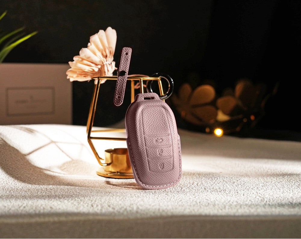 Pink Leather Key Cover for Toyota Smart Key (Style R3)