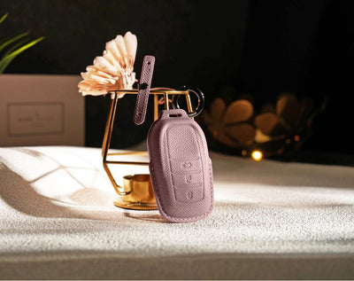 Pink Leather Key Cover for Toyota Smart Key (Style R3)