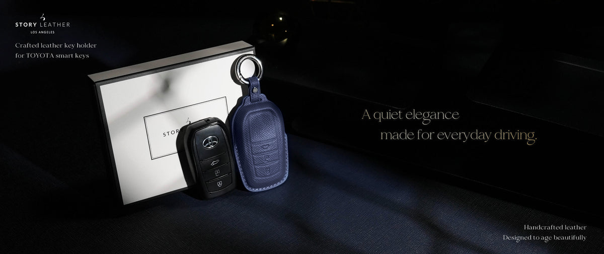 Blue Leather Key Cover for Toyota Smart Key (Style R3)
