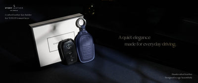 Blue Leather Key Cover for Toyota Smart Key (Style R3)