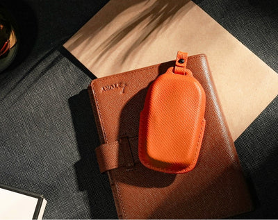 Orange Leather Key Cover for Toyota Smart Key (Style R3)