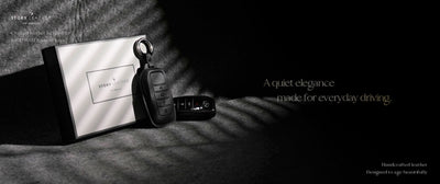 Black Leather Key Cover for Toyota Smart Key (Style R4)