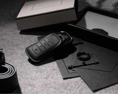 Black Leather Key Cover for Toyota Smart Key (Style R4)