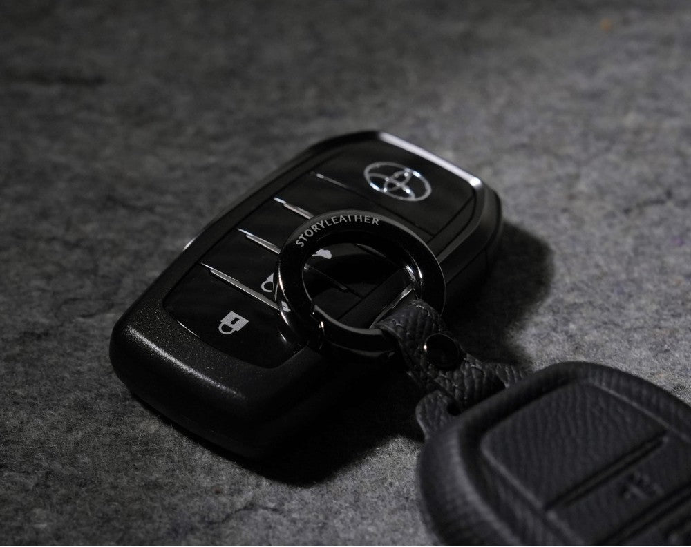 Black Leather Key Cover for Toyota Smart Key (Style R4)