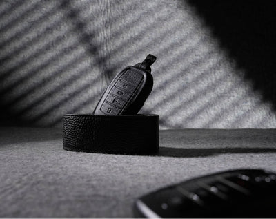 Black Leather Key Cover for Toyota Smart Key (Style R4)