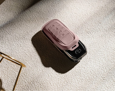 Pink Leather Key Cover for Toyota Smart Key (Style R4)