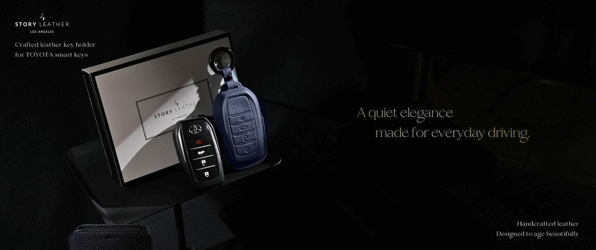 Blue Leather Key Cover for Toyota Smart Key (Style R4)