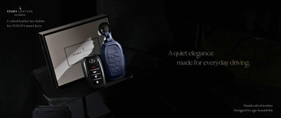 Blue Leather Key Cover for Toyota Smart Key (Style R4)