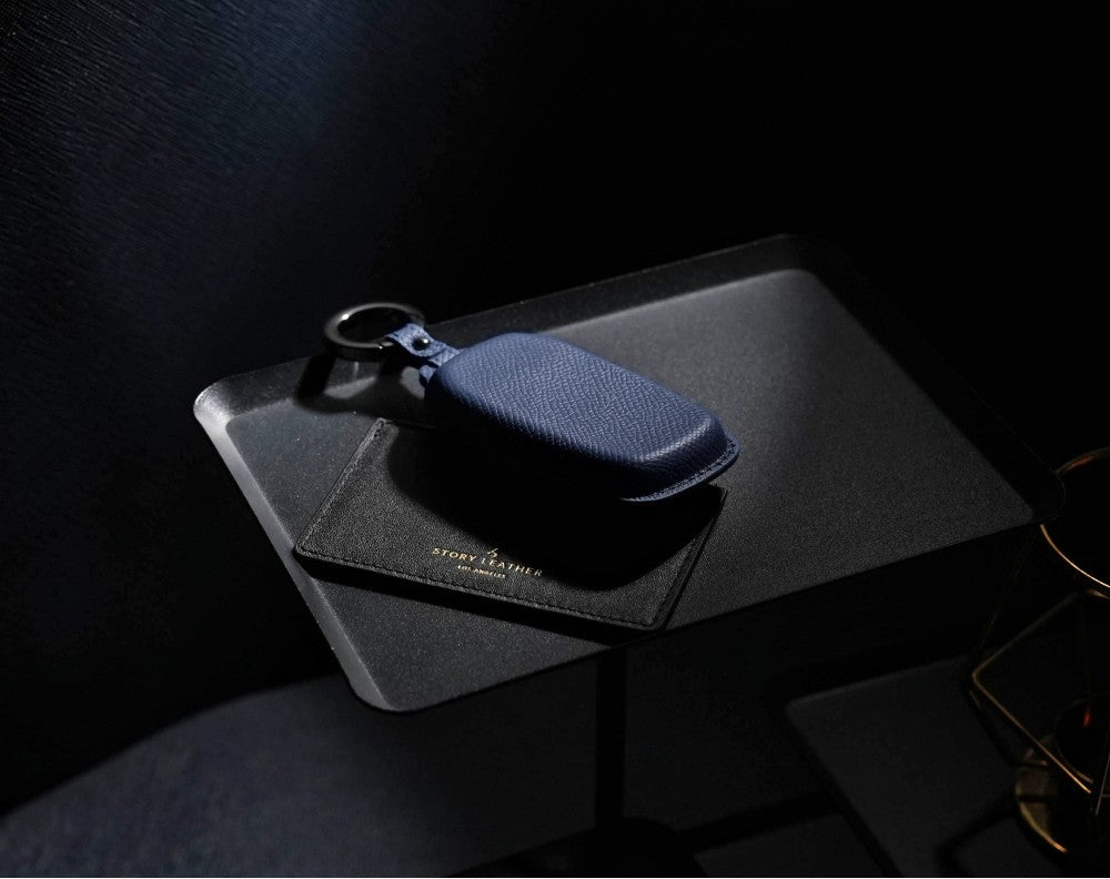 Blue Leather Key Cover for Toyota Smart Key (Style R4)