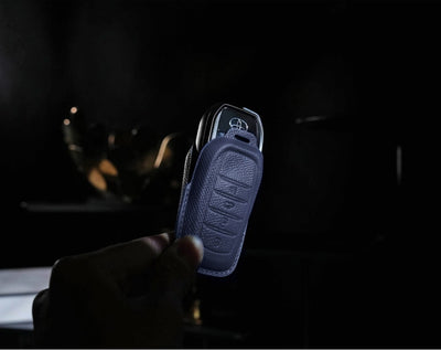 Blue Leather Key Cover for Toyota Smart Key (Style R4)