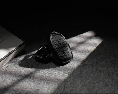 Black Leather Key Cover for Toyota Smart Key (Style R5)
