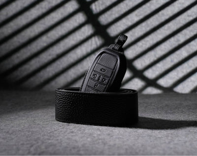 Black Leather Key Cover for Toyota Smart Key (Style R5)
