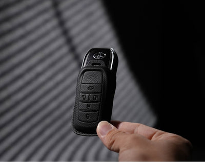 Black Leather Key Cover for Toyota Smart Key (Style R5)