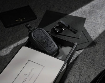Black Leather Key Cover for Toyota Smart Key (Style R5)
