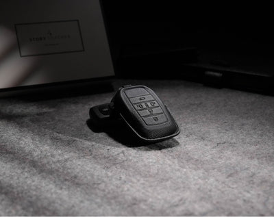 Black Leather Key Cover for Toyota Smart Key (Style R5)