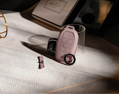 Pink Leather Key Cover for Toyota Smart Key (Style R5)