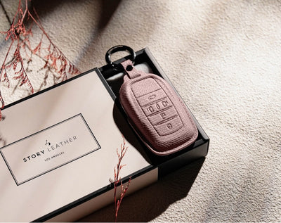 Pink Leather Key Cover for Toyota Smart Key (Style R5)