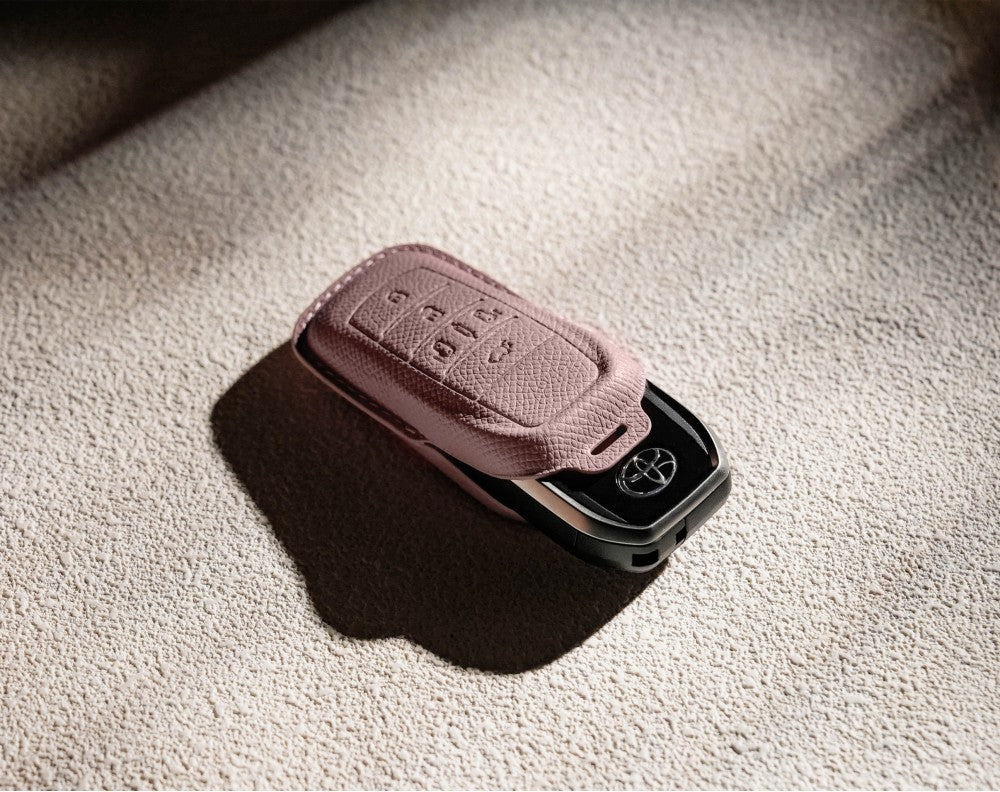 Pink Leather Key Cover for Toyota Smart Key (Style R5)