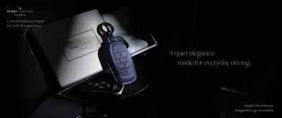 Blue Leather Key Cover for Toyota Smart Key (Style R5)