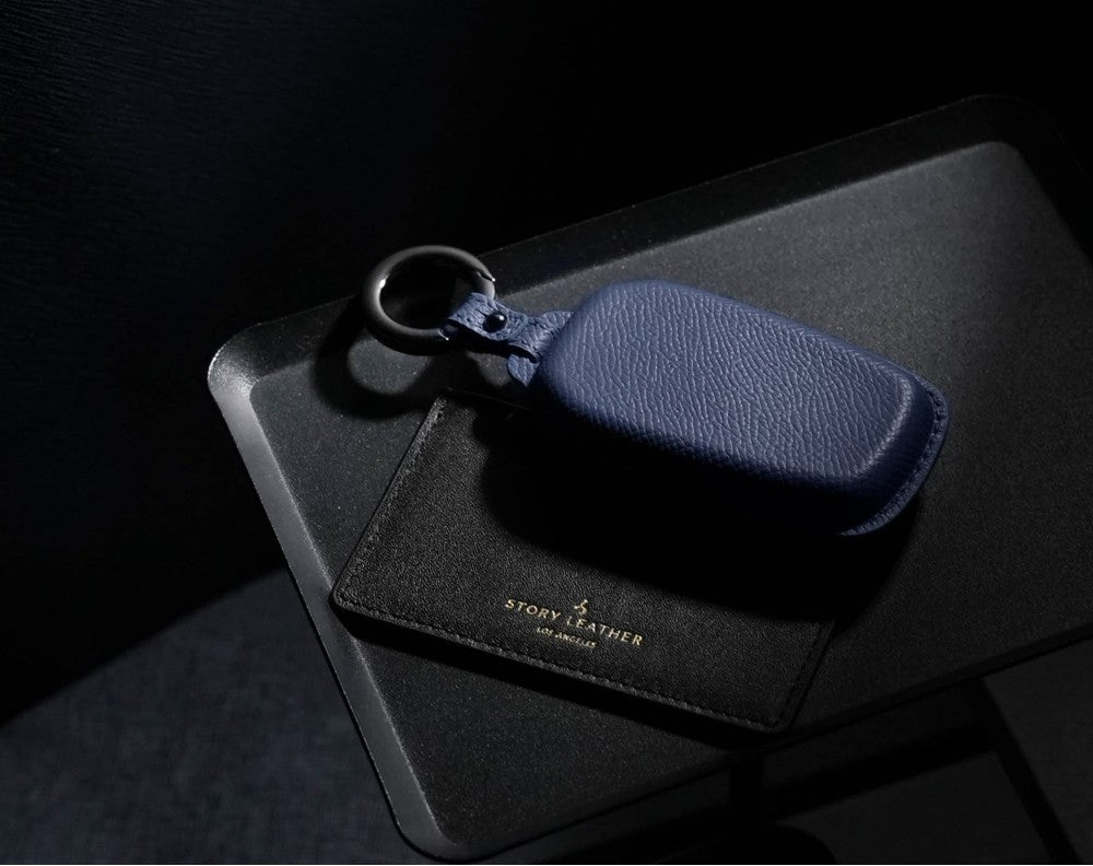 Blue Leather Key Cover for Toyota Smart Key (Style R5)