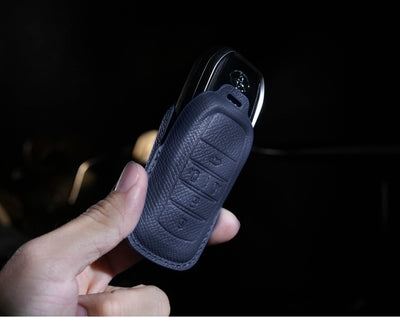 Blue Leather Key Cover for Toyota Smart Key (Style R5)