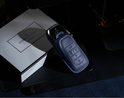 Blue Leather Key Cover for Toyota Smart Key (Style R5)