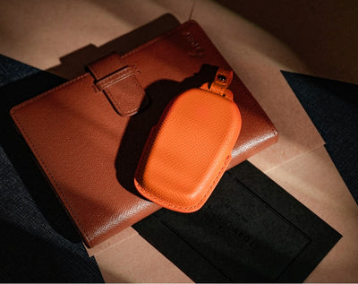 Orange Leather Key Cover for Toyota Smart Key (Style R5)