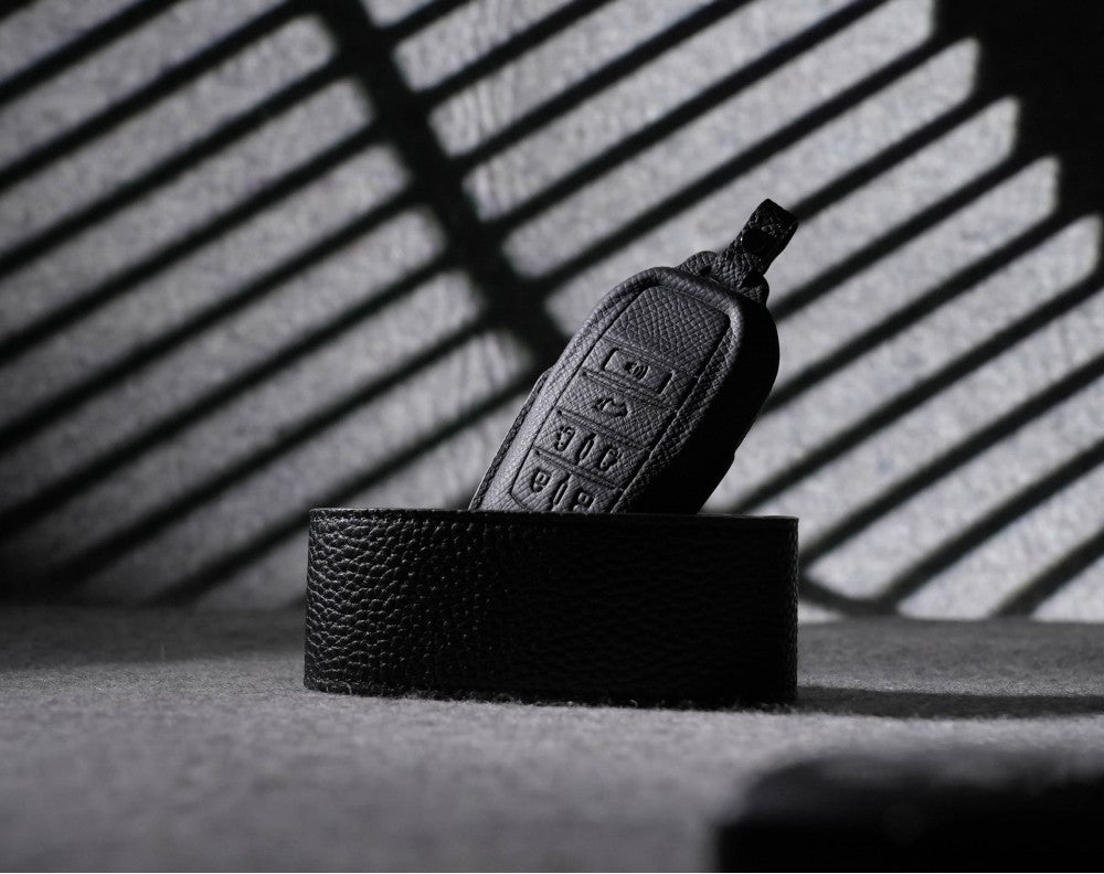 Black Leather Key Cover for Toyota Smart Key (Style R6)