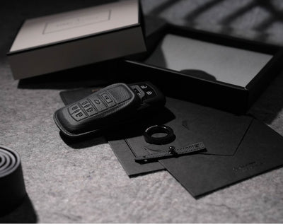Black Leather Key Cover for Toyota Smart Key (Style R6)
