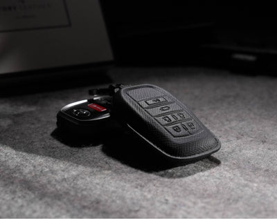 Black Leather Key Cover for Toyota Smart Key (Style R6)