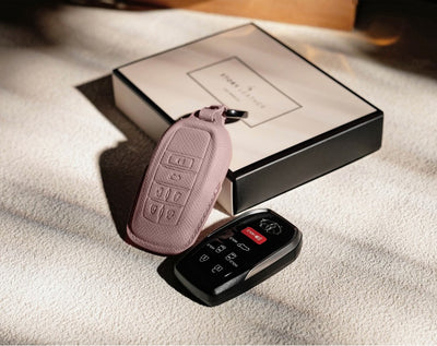 Pink Leather Key Cover for Toyota Smart Key (Style R6)