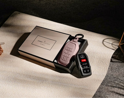 Pink Leather Key Cover for Toyota Smart Key (Style R6)