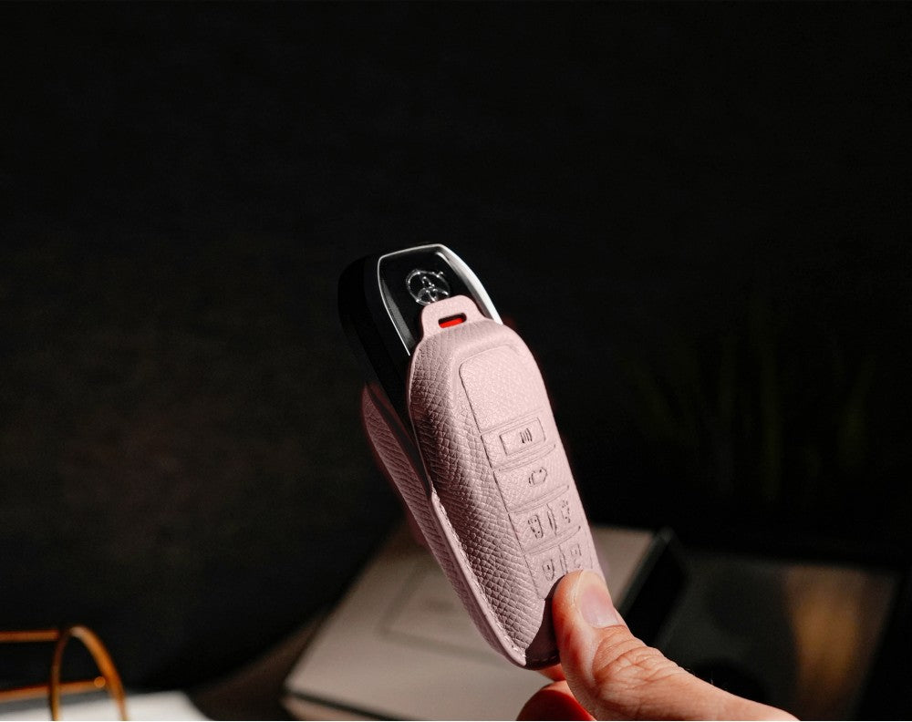 Pink Leather Key Cover for Toyota Smart Key (Style R6)